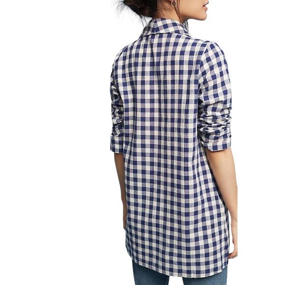 Anthropologie The Lady & The Sailor Gingham Jacket Open Blazer Pockets 2 S/M - Picture 2 of 9